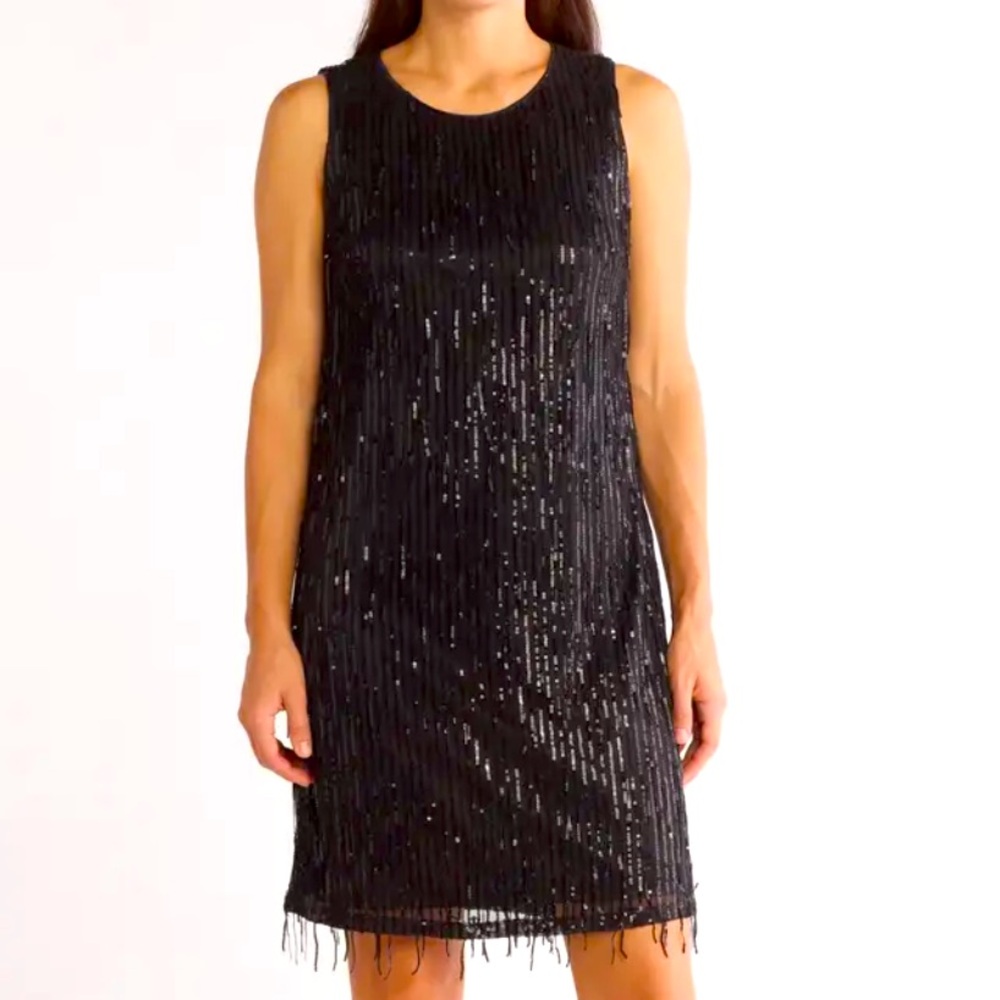 Nanette Sequin Fringe Sleeveless Dress.